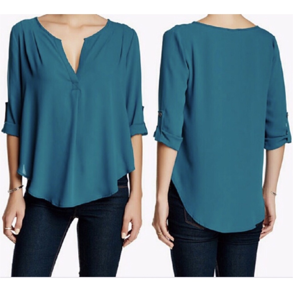 Lush Roll Sleeve Blouse (Moroccan blue)